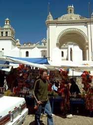 stalls in front of the cathedral of Copacabana